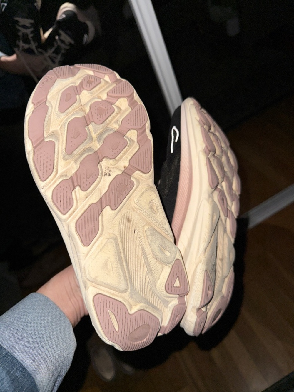 Hoka Women's Black and Pale Pink Running Sneakers - Picture 5 of 5